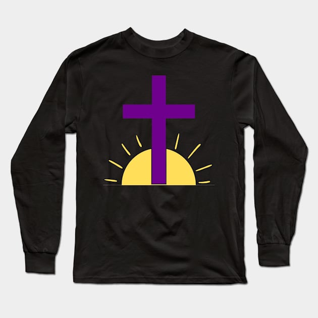 Christian Cross Long Sleeve T-Shirt by DAHLIATTE